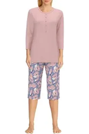Götzburg Pyjama Damen Pyjama rot bedruckt (1 tlg) rot 44