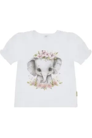Hust & Claire T-Shirt Alma (1-tlg) Alma Kinder-T-Shirt – Süßes Baumwollshirt mit Elefantenmotiv weiß 110