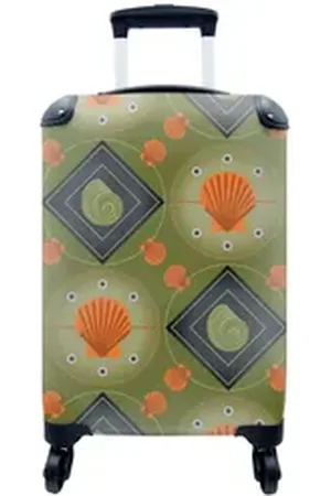 MuchoWow Handgepäckkoffer Patchwork - Muscheln - Meer - Strand, 4 Rollen, Reisetasche mit rollen, Handgepäck für Ferien, Trolley, Reisekoffer bunt