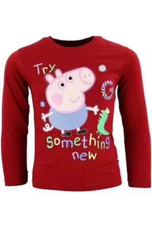 Peppa Pig Langarmshirt Peppa Wutz George Kinder Langarm Shirt Gr. 92 bis 116 rot 116