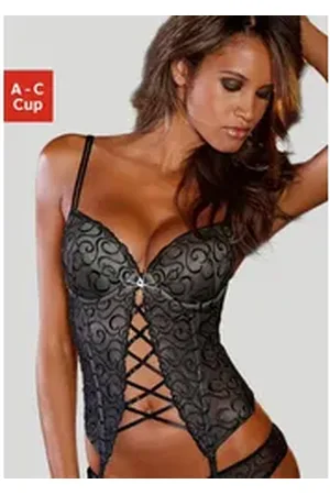 Lascana Corsage mit Push-up und aufregender Stickerei, sexy Dessous, Reizwäsche schwarz 80