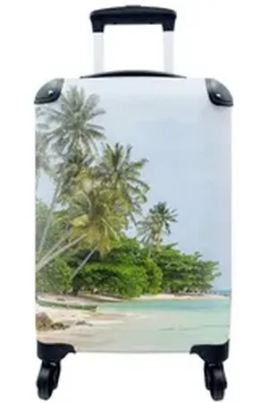 MuchoWow Handgepäckkoffer Palmen - Strand - Sommer - Tropisch, 4 Rollen, Reisetasche mit rollen, Handgepäck für Ferien, Trolley, Reisekoffer bunt
