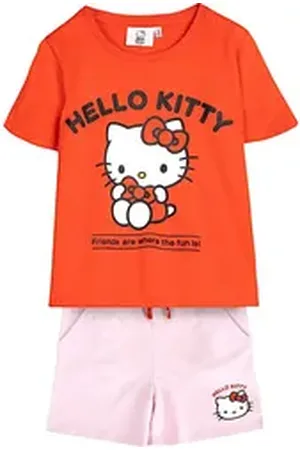 Hello Kitty T-Shirt (2-tlg) Mädchen Sommeroutfit Gr. 104 - 146 cm rot 110 cm