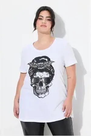 Angel of Style Angel of Style T-Shirt T-Shirt Komfort Fit Totenkopf-Motiv - Leo-Kopftuch weiß 52