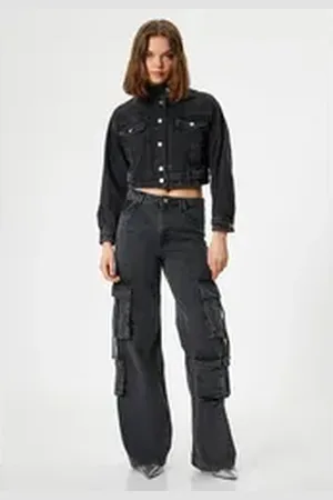Koton Cargojeans Normale Leibhöhe Kargo Straight schwarz 26/32
