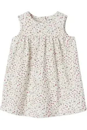 Vertbaudet Minikleid Bio-Kollektion: Mädchen Kleid mit Blumenprint weiß 74