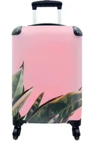 MuchoWow Handgepäckkoffer Pflanzen - Frauenzunge - Rosa - Tropisch, 4 Rollen, Reisetasche mit rollen, Handgepäck für Ferien, Trolley, Reisekoffer bunt