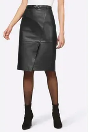 Heine A-Linien-Rock Leder-Rock schwarz 42