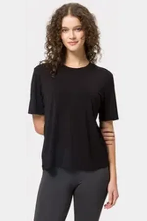Les Lunes T-Shirt MILLIE Shirt Basic Locker geschnittenes Basic T-Shirt aus weichem Bambus-Mix schwarz XL