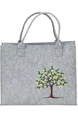 Mf Next Com Einkaufsshopper Filztasche Grau mit Lebensbaum Motiv 28x35x14 cm