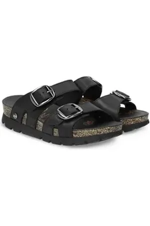 Panama Jack Shirley Pantolette Sommerschuh, Hausschuh, Strandschuh mit Schnallenverschlüssen schwarz 40 EU