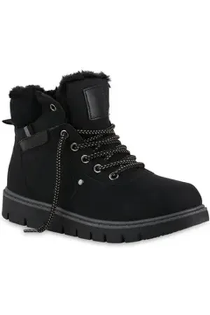 VAN HILL Damen Warm Gefüttert Worker Boots Stiefelette Strick Winter Schuhe Stiefelette Schuhe schwarz 41 EU