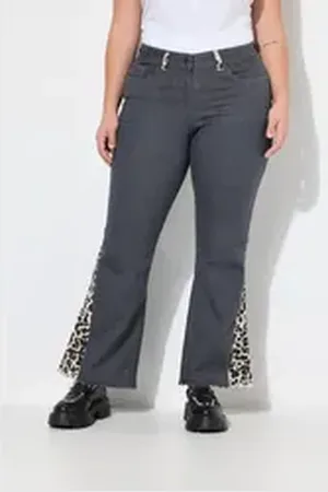Angel of Style Angel of Style Regular-fit-Jeans Jeans ausgestelltes Bein Leo Fransensaum 5-Pocket grau 50