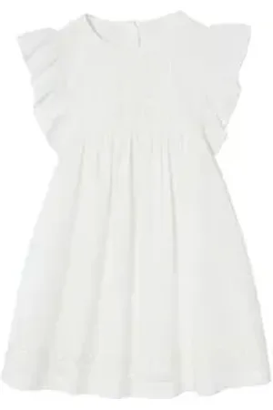 Vertbaudet Minikleid Festliches Mädchen Kleid mit Lochstickerei Lochstickerei weiß 110