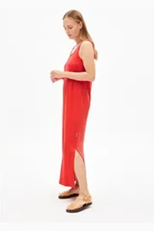 Armedangels Maxikleid MAELIAA SOLID Damen (1-tlg) Jerseykleid aus LENZINGTM ECOVEROTM Viskose Mix rot XL/44
