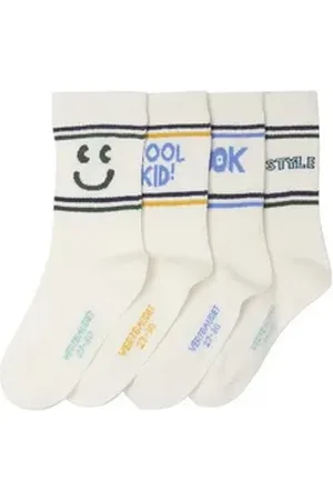 Vertbaudet Socken 4er-Pack gerippte Jungen Sportsocken weiß 19/22