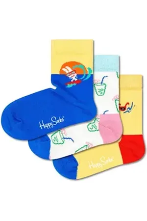 Happy Socks Langsocken Kids Travel Geschenk Box (Spar-Set, 3-Paar) 3 Paar Socken - Baumwolle - Geschenkidee für Mädchen und Jungen bunt 12-24M