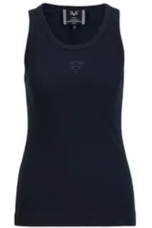 19V69 Italia Ripptanktop – Benice Top mit Logo-Patch blau XL