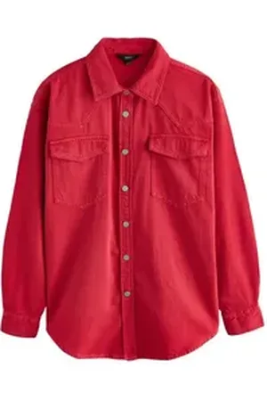 Next Jeanshemd Oversize-Denimhemd aus 100 % Baumwolle. (1-tlg) rot M