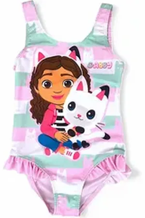 Gabbys Dollhouse Badeanzug Gabby & Kitty Cat Mädchen Schwimmanzug mit Rüschen Gr. 98 - 128 cm rosa 122-128 cm