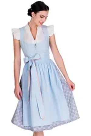 Alpenfee Dirndl Midi Dirndl 2tlg. - EILIN - eisblau blau 36