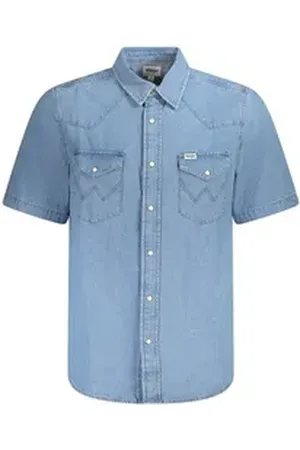 Wrangler Langarmhemd Stylisches Blaues Kurzarm-Jeanshemd für Herren im Western-Look S
