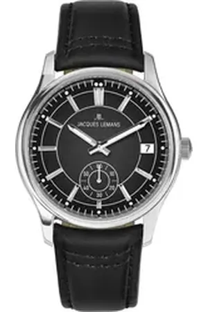 Jacques Lemans Quarzuhr Derby mit Lederband Schwarz schwarz