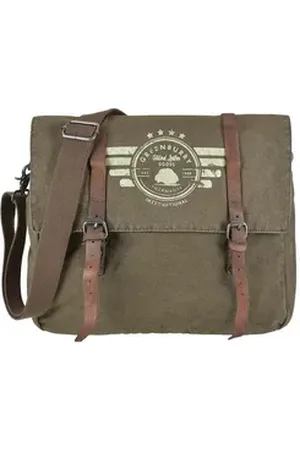 Greenburry Umhängetasche Aviator, used Look, Schultertasche, Messengerbag, Herrentasche mit Lederbesatz grün