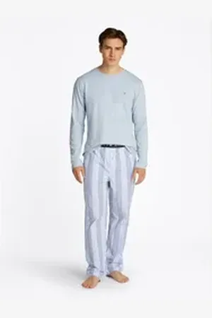 Tommy Hilfiger Underwear Pyjama LS PANT WOVEN SET PRINT (Set, 2 tlg., 2er) mit Streifenmuster blau XXL (56)