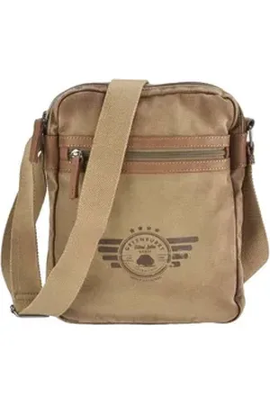 Greenburry Umhängetasche Aviator, used Look, Schultertasche, Messengerbag, Herrentasche mit Lederbesatz gelb