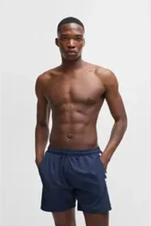 HUGO BOSS Badeshorts Dolphin mit seitlichem Kontraststreifen blau M
