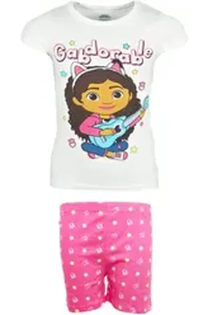 Gabbys Dollhouse Schlafanzug Gabbys Dollhouse Kinder Mädchen kurzarm Schlafanzug Pyjama 100% Baumwolle, Gr. 104 bis 134 weiß 116