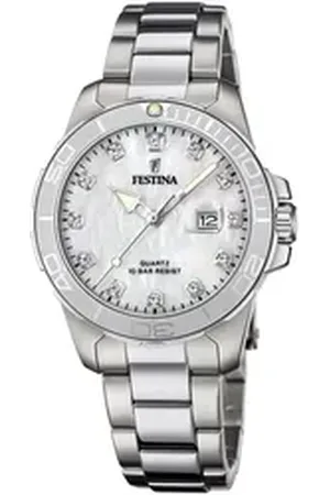 Festina Quarzuhr Boyfriend Collection F20503/1, Armbanduhr, Damenuhr, Edelstahlarmband, bis 10 bar wasserdicht, Datum silberfarben