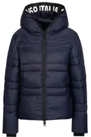 19V69 Italia Winterjacke ANNINA Modische Steppjacke für Damen mit Kapuze und auffälligem Schriftzug blau S