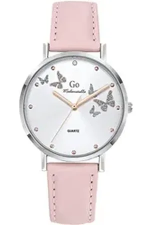GO Girl Only Quarzuhr Damenuhr Leder rosa, (Analoguhr), Damenuhr rund, mittel (ca. 34mm), Lederarmband rosa, Elegant rosa