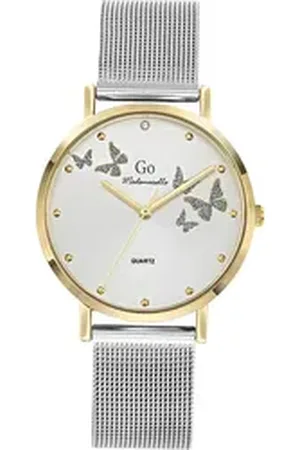 GO Girl Only Quarzuhr Damenuhr Edelstahl silber, (Analoguhr), Damenuhr rund, mittel (ca. 34mm), Edelstahlarmband silber, Elegant silberfarben