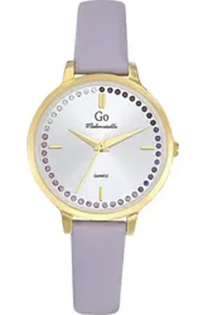 GO Girl Only Quarzuhr Damenuhr Leder lila, (Analoguhr), Damenuhr rund, mittel (ca. 32mm), Lederarmband lila, Elegant lila