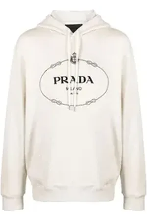 Prada Rundhalspullover Hoodie mit Logo-Print Weiß Herren XL weiß XL
