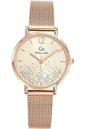 GO Girl Only Quarzuhr Damenuhr Edelstahl rosegold, (Analoguhr), Damenuhr rund, mittel (ca. 32mm), Edelstahlarmband rosegold, Elegant rosa