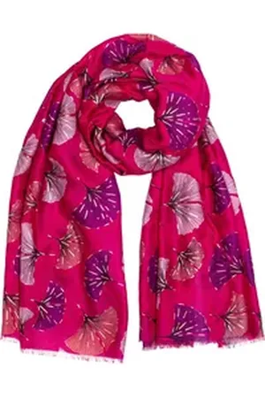 CASPAR Modeschal SC516 Damen Schal mit Ginko Blatt Print und goldenen Akzenten