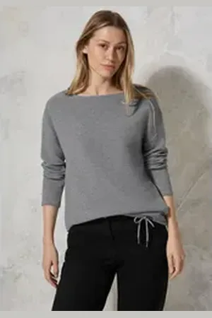 CECIL Langarmshirt mit Ottoman-Struktur grau M (40)
