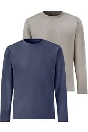 john devin Langarmshirt (2er-Pack), Longsleeve in hochwertiger slub-yarn Qualität blau|grau L (52/54)