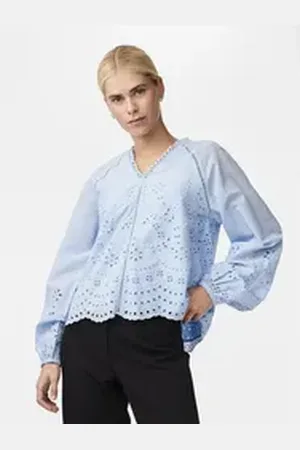Y.A.S Shirtbluse YASLUMA LS V-NECK TOP S. NOOS blau S (36)