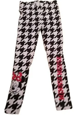 Disney Leggings Minnie Maus Leggings, schwarz-weiß kariert mit Schriftzug und Minnie schwarz 128