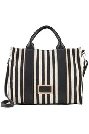 TOM TAILOR Beuteltasche TTMALIE L Shopper mit Streifenmuster schwarz
