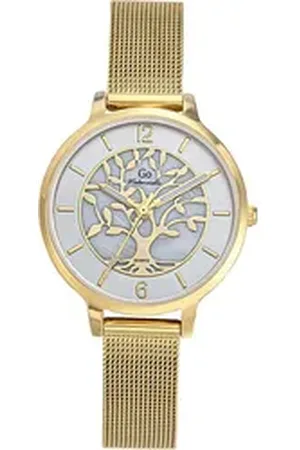 GO Girl Only Quarzuhr Damenuhr Edelstahl gold, (Analoguhr), Damenuhr rund, mittel (ca. 32mm), Edelstahlarmband gold, Elegant goldfarben