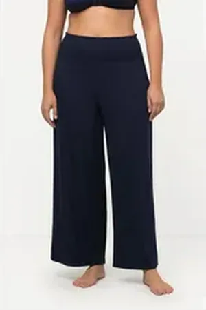 Ulla Popken Schlupfhose Marlenehose weites Bein breiter Elastikbund blau 58/60