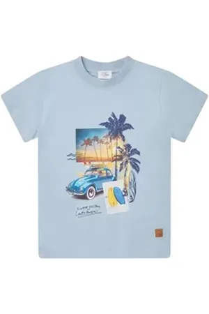 Hust & Claire T-Shirt Anton (1-tlg) Kinder T-Shirt “Anton” – Sommerliches Printshirt für Jungen blau 110