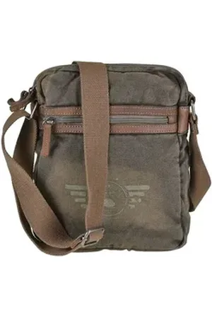 Greenburry Umhängetasche Aviator, Schultertasche 22x30cm, Messengerbag, Herrentasche mit Lederbesatz grün