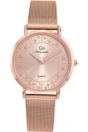 GO Girl Only Quarzuhr Damenuhr Edelstahl rosegold, (Analoguhr), Damenuhr rund, mittel (ca. 34mm), Edelstahlarmband rosegold, Elegant rosa
